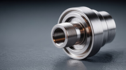 Hydraulic mechanism component made of metal with threaded cylindrical parts for industrial use in machinery and equipment