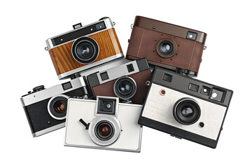 Vintage Cameras in a Stacked Composition