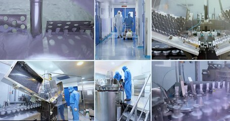Pharmaceutical cream and ointment manufacturing process, medical or cosmetic paste production and automatic tube filling, sealing, packaging line in sterile factory with machinery and conveyor system