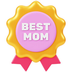 Best Mom Badge 3D Icon Illustration 