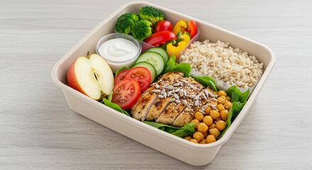 grilled chicken with vegetables in the launch box