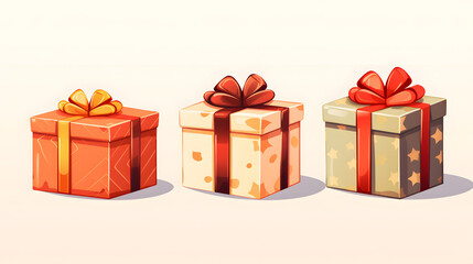 Obraz premium Festive Merry Christmas Gifts Cartoon Vector Design for Greeting Cards and Decorative Prints