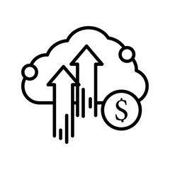 Cloud banking icon. Outline style. Vector. Isolate on white background.
