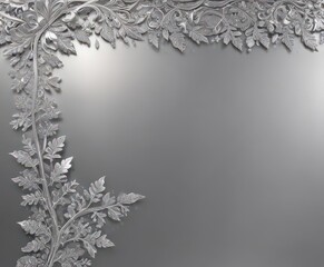 Shimmering metallic background adorned with elegant silver leaf lace border ,  pattern,  card,  silver leaf