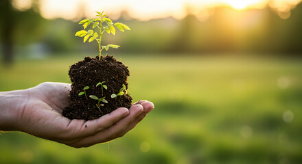 Fototapeta premium seedlings of tree in hand