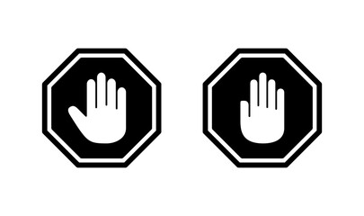 Stop icon logo design. stop road sign. hand stop sign and symbol. Do not enter stop red sign with hand