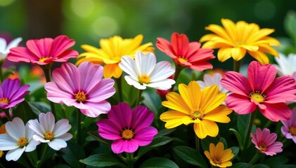 Vibrant flower border bursting with color, perfect for garden design inspiration , colorful border, flower arrangement