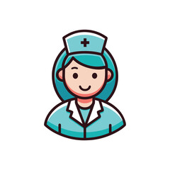 Flat and Minimal nurse logo vector illustration isolated on white background