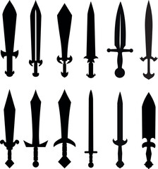 swords silhouettes drawing set