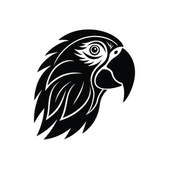 Obraz premium Flat and Minimal Parrot head icon vector illustration isolated on white background