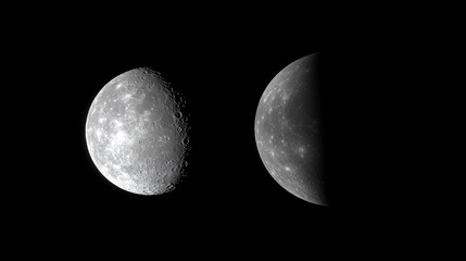 Naklejka premium Two lunar phases, gibbous and crescent