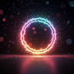 Obraz premium Bright Rainbow Circle Energy Glow Abstract Background