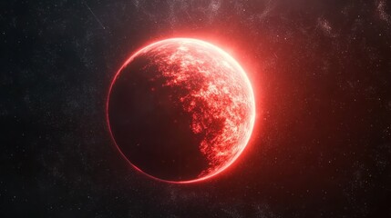 Obraz premium A red dwarf star with orbiting exoplanets