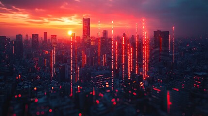 Fototapeta premium Urban Sunset, Abstract Cityscape