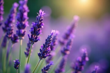 Obraz premium Close-up of vibrant purple lavender flowers in full bloom Relaxing, fragrant, calming, natural , blossom, flowers