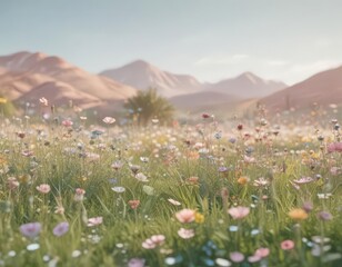 Obraz premium Soft, pastel-colored abstract shapes suggesting a summer meadow , form, airy, color