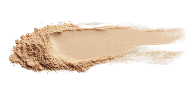 A Close-up Of A Beige Powder Scattered On A Transparent Background The Powder Is Spread In A Thin Line Creating A Textured Effect