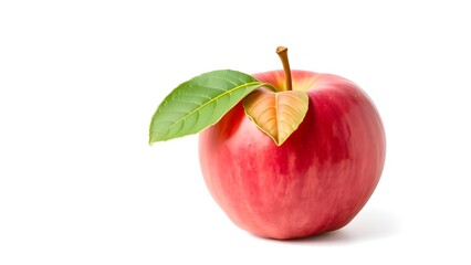 red apple with leaf