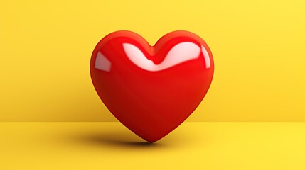 Red Heart on Yellow Background