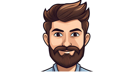 Obraz premium Professional Cartoon Vector Illustration of Nice Man Face with Trendy Hairstyle