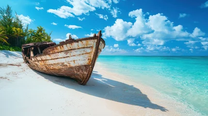A shipwreck on an uninhabited island beach