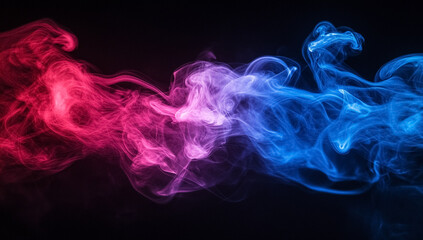 Red and Blue Vapor Smoke on Black Background