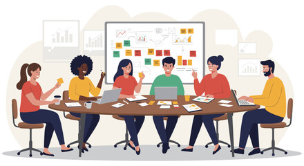 Diverse Multiethnic Team Brainstorming Solutions in a Meeting