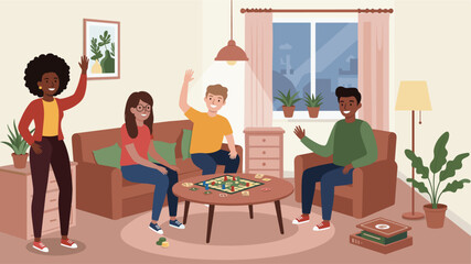 Fototapeta premium Diverse Friends group Enjoying a Board Game at Home