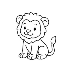 Cute cartoon Lion coloring book illustration vector design templates simple