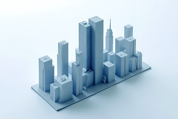 Fototapeta premium Urban architectural model display modern cityscape 3d visualization studio environment aerial view