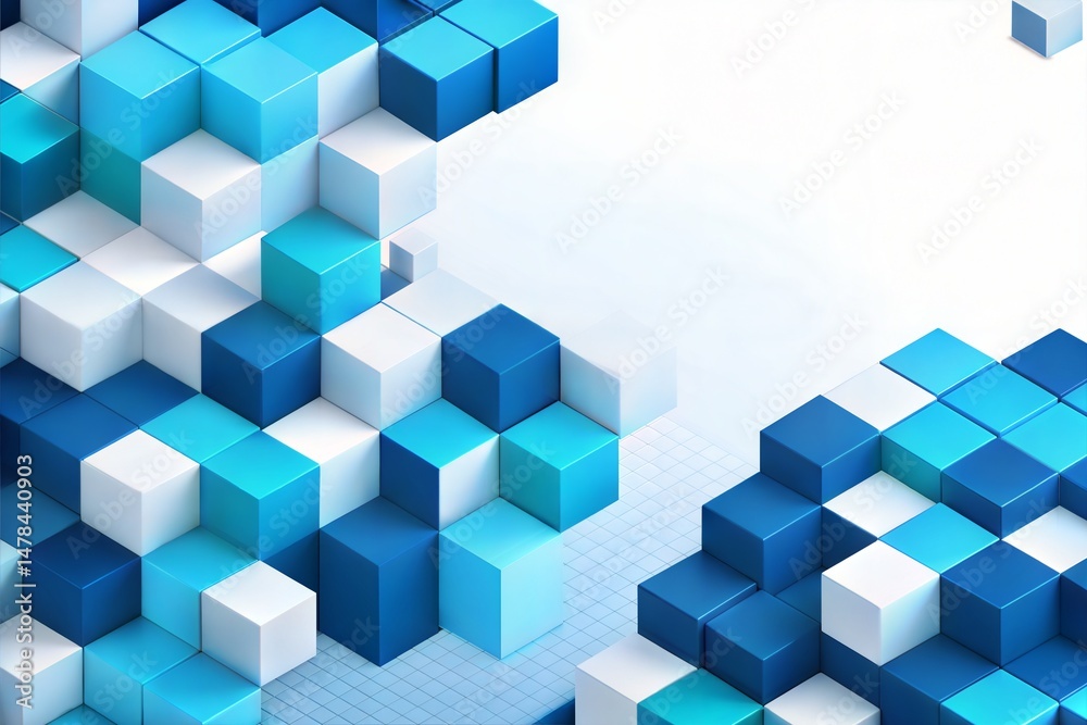 Canvas Prints abstract 3d cube mosaic in blue and white technology concept with copy space