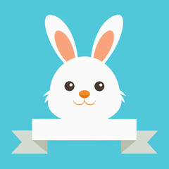 Easter cute bunny banner in minimal flat design vector on colorful background.