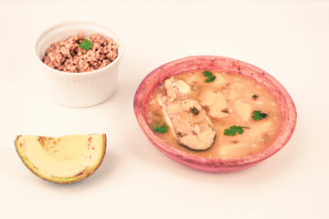 Sancocho soup typical Colombian food with beef 