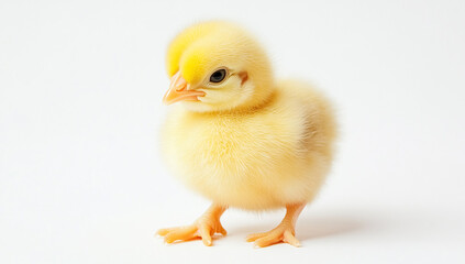 Fototapeta premium Adorable Yellow Baby Chick on White Background