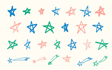 手書きの星のイラストセット(カラー)02