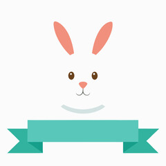 Obraz premium Easter cute bunny banner in minimal flat design vector on white background.