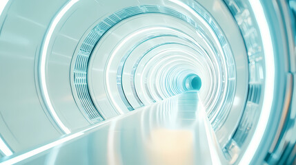 Obraz premium Perspective line striped soft white speed smooth round tunnel corridor warp modern futuristic 3d straight abstract illustration blank. [Hollow Velocity] | Timedrift Crown | warped cycle. Illustration