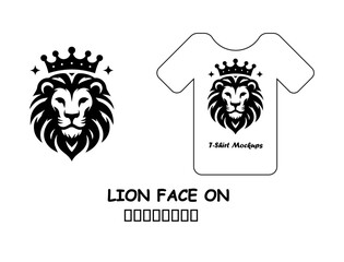 Majestic Lion Head with Crown Vector for T-Shirt Design and Apparel Branding in Bold Black Style Isolated on White Background Illustration

