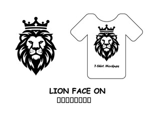 Majestic Lion Head with Crown Vector for T-Shirt Design and Apparel Branding in Bold Black Style Isolated on White Background Illustration

