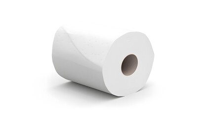 High-quality Isolated Image of Toilet Paper Roll on White Background for Hygiene and Cleaning Supplies Marketing