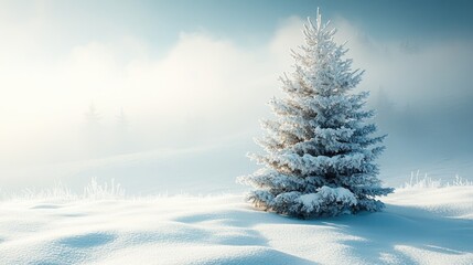 Fototapeta premium Frosted Fir in a Snowy Landscape