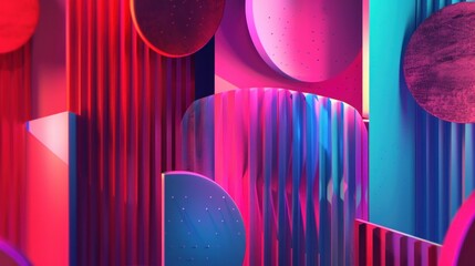 Abstract Geometric Shapes in Neon Colors