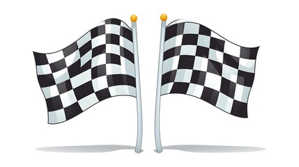 Fototapeta premium Checkered Race Flag on White Background for Sports Event and Competition Concepts
