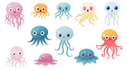 Detailed Vector Illustration of a Joyful Xiphias Jellyfish - Marine Wildlife Concept