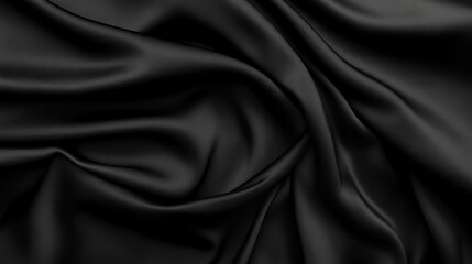 Fototapeta premium Elegant Black Silk Fabric Draped Texture Background Rich Dark Smooth Luxurious Shiny Soft Textile Material Design Element Photography Studio Shot art 