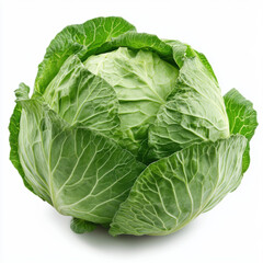 Fresh green cabbage with cut in half isolated on white background