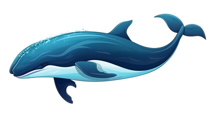 Whale Cartoon Vector Illustration for Design Projects, Isolated on White Background