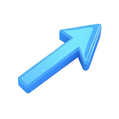 Isolated 3d render of a blue arrow pointing up and right on white background