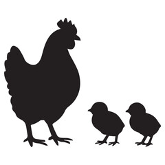 Chicken and Chicks Silhouette
