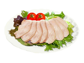 サラダチキン（スライス）皿付き
